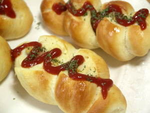 ソーセージパンのアップ